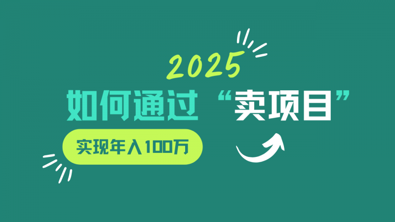 2025年如何通过“卖项目”实现年入100w-轻创社项目网