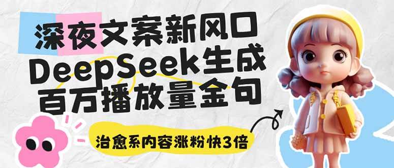 (14587期)深夜文案新风口:DeepSeek生成百万播放量金句,治愈系内容涨粉快3倍-轻创社项目网