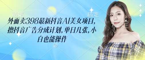外面卖398最新抖音AI美女项目,撸抖音广告分成计划,单日几张,小白也能操作-轻创社项目网