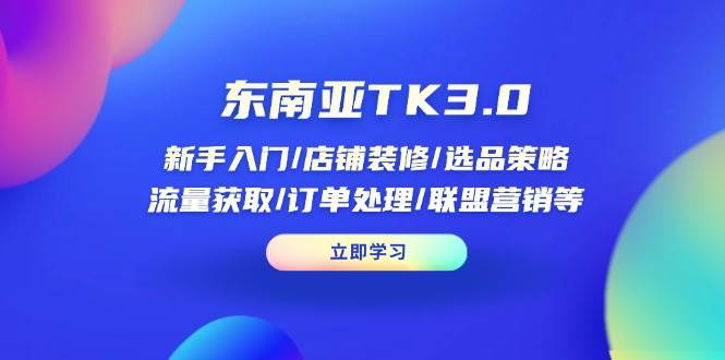 图片[1]-（14208期）东南亚TK3.0：新手入门/店铺装修/选品策略/流量获取/订单处理/联盟营销等