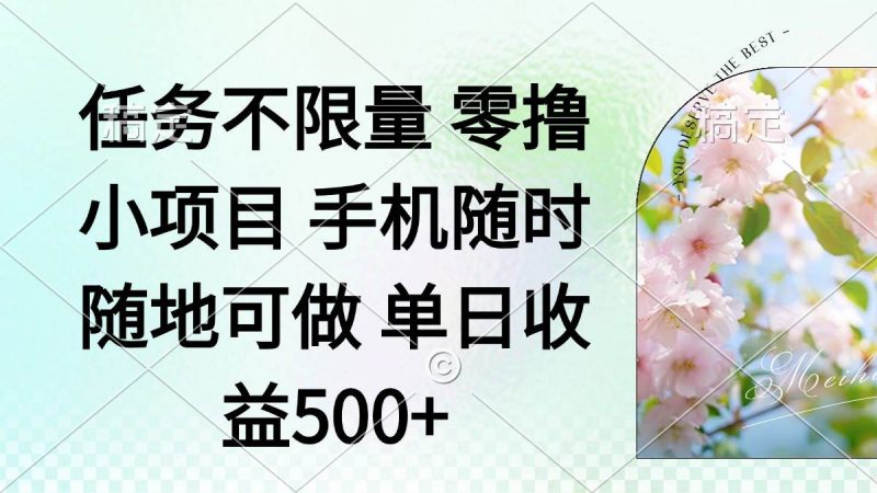 (14391期)零撸小项目 手机随时可做 任务不限量 单日收益500+-轻创社项目网