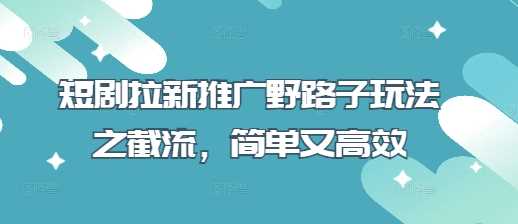 短剧拉新推广野路子玩法之截流,简单又高效-轻创社项目网