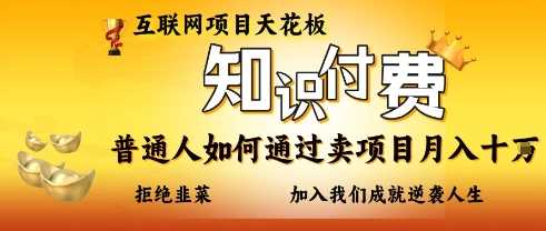 互联网项目天花板,知付付费项目,普通人如何通过卖项目月入十个,拒绝韭菜【揭秘】-轻创社项目网