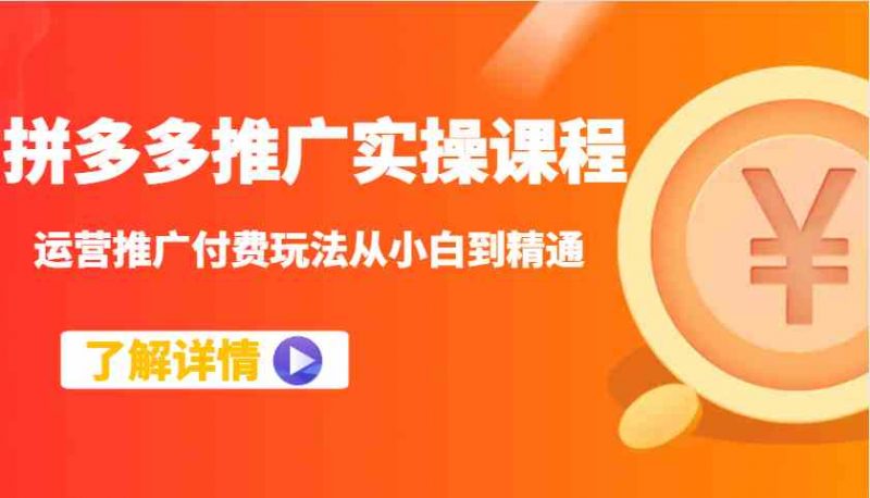 拼多多推广实操课程:运营推广付费玩法从小白到精通-轻创社项目网