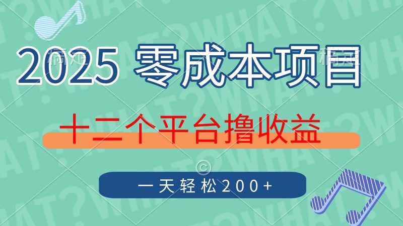 (14302期)2025年零成本项目,十二个平台撸收益,单号一天轻松200+-轻创社项目网