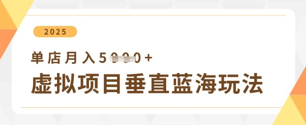 虚拟项目垂直玩法,实现单店月入5k+-轻创社项目网