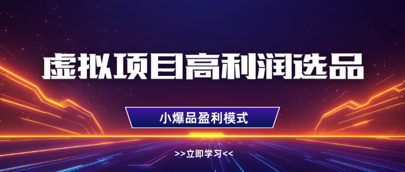虚拟项目高利润选品方法,单店利润1W+,可多店倍增利润-轻创社项目网