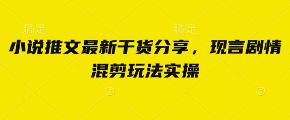 小说推文最新干货分享,现言剧情混剪玩法实操-轻创社项目网