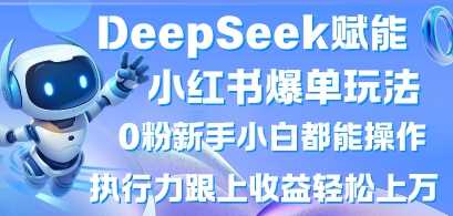 DeepSeek赋能小红书爆单玩法0粉新手小白都能操作,执行力跟上收益轻松上W,懒人勿做-轻创社项目网