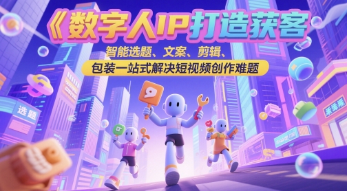 数字人IP打造获客变现实操课,智能选题、文案、剪辑、包装一站式解决短视频创作难题-轻创社项目网