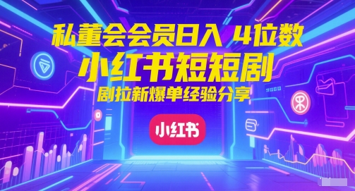 私董会会员日入4位数小红书红果短剧拉新爆单经验分享-轻创社项目网