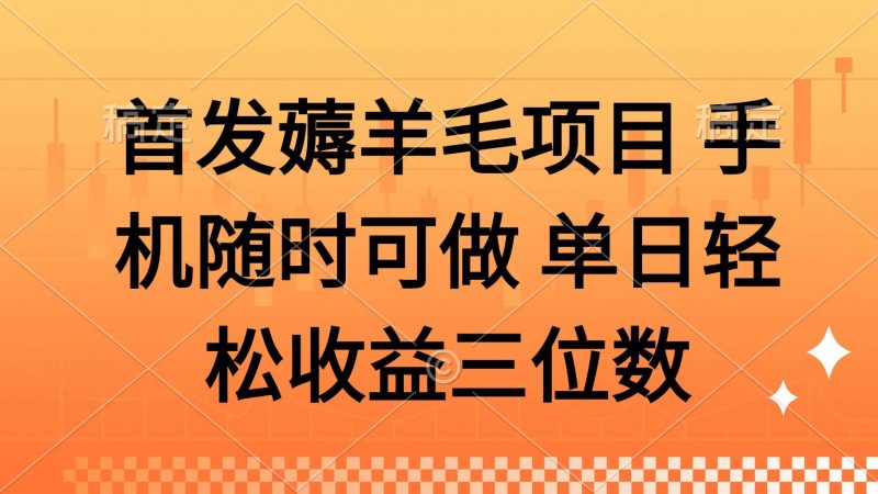 (14686期)薅羊毛项目 手机随时可做 单日轻松收益三位数-轻创社项目网