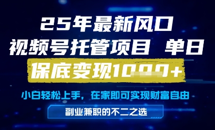 25年最新风口,视频号托管项目,单日保底变现1k+,手把手教学【揭秘】-轻创社项目网