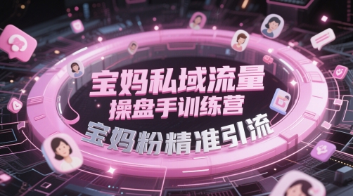 宝妈私域流量操盘手训练营,宝妈粉精准引流-轻创社项目网