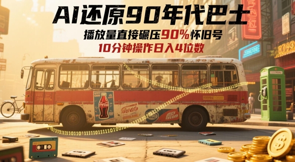 AI还原90年代巴士,一帧就让70后泪崩,播放量直接碾压90%怀旧号,每天操作十分钟,日入四位数-轻创社项目网