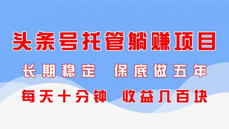(14635期)头条号托管躺赚项目,长期稳定,可做五年,每天十分钟,收益几百块-轻创社项目网