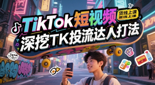 TikTok短视频带货线上课,深挖TK投流达人打法-轻创社项目网