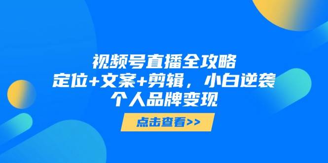 (14819期)视频号直播全攻略,定位+文案+剪辑,小白逆袭个人品牌变现-轻创社项目网