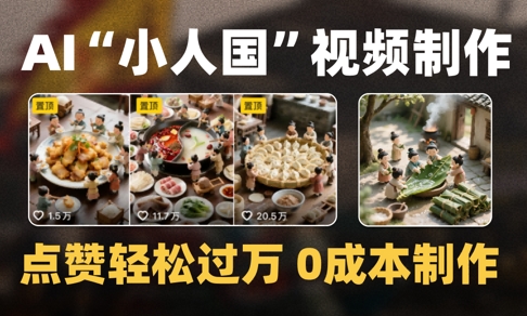 爆款1000W+播放微缩景观迷你小人国AI视频0成本制作全流程教学-轻创社项目网