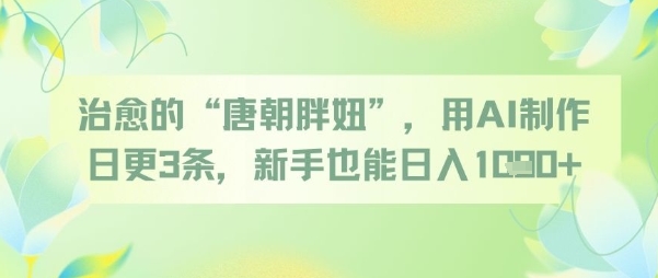 治愈的“唐朝胖妞”,用AI制作日更3条,新手也能日入多张-轻创社项目网
