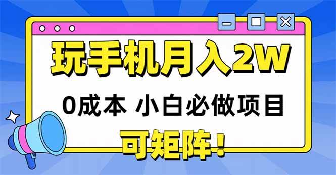 (14879期)玩玩手机月入20000+,0成本小白必做项目,可矩阵-轻创社项目网
