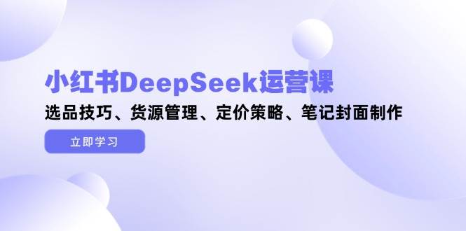 小红书DeepSeek运营课,选品技巧、货源管理、定价策略、笔记封面制作-轻创社项目网