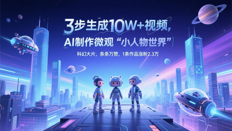 三步生成10W+视频,AI制作微观“小人物世界”科幻大片,条条万赞,1条作品涨粉2.3万-轻创社项目网