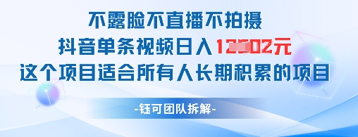 不露脸不直播不拍摄抖音单条视频日入1k+这个项目适合所有人长期积累的项目-轻创社项目网