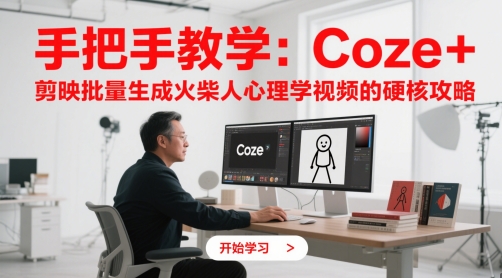 手把手教学:Coze + 剪映批量生成火柴人心理学视频的硬核攻略-轻创社项目网