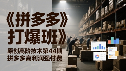 《拼多多打爆班》原创高阶技术第44期,拼多多高利润强付费-轻创社项目网