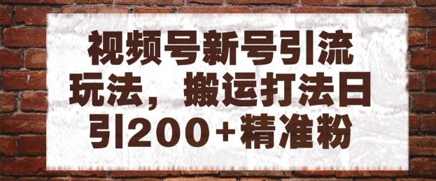 视频号新号引流玩法,搬运打法日引200+精准粉,可矩阵放大【揭秘】-轻创社项目网