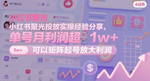 小红书聚光投放实操经验分享,单号月利润超1w+,可以矩阵起号放大利润-轻创社项目网