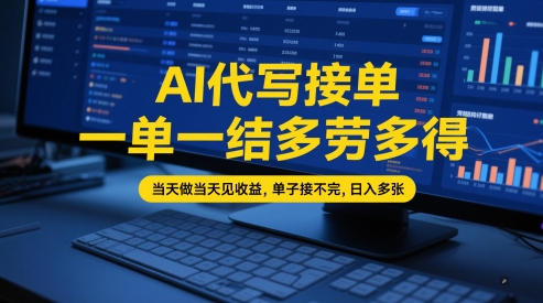 AI代写接单,一单一结多劳多得,当天做当天见收益,单子接不完,日入多张【全网最全实操课程】-轻创社项目网