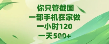 你只管截图,一部手机在家做,苹果安卓都可以,一天5张+【揭秘】-轻创社项目网
