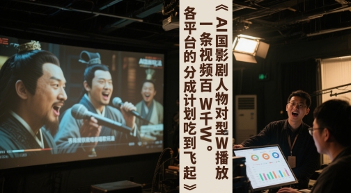 AI三国影视剧人物对口型唱歌玩法,一条视频百W千W播放,各平台的分成计划吃到飞起-轻创社项目网