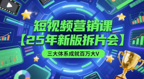 短视频营销课【25年新版拆片会】三大体系成就百万大V,包含正课、拆片会、手把手教学直播课等-轻创社项目网