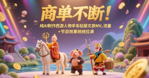 商单不断!纯AI制作西游人物羊毛毡版文旅MV,流量+节目效果统统拉满-轻创社项目网