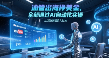 油管出海挣美金,全部通过AI自动化实操,从0到1实现月入过W-轻创社项目网