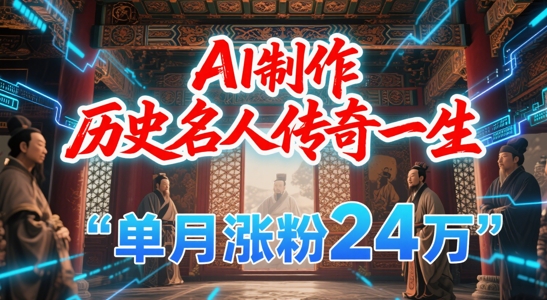 暴力起号!用AI制作历史名人传奇一生,单月涨粉24W,涨粉+变现赛道黑马来了-轻创社项目网