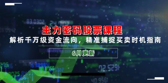 (14976期)主力密码股票课程,解析千万级资金流向,精准捕捉买卖时机指南(6月更新)-轻创社项目网