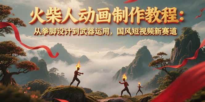 (15171期)火柴人动画制作教程:从拳脚设计到武器运用,国风短视频新赛道-轻创社项目网