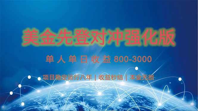 (15012期)美金先登计划对冲强化版,2025年黑马中最暴力收益日收益1k-4k(可放大…-轻创社项目网