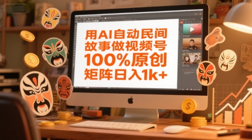 用AI自动民间故事做视频号,100%原创,矩阵日入1k+-轻创社项目网