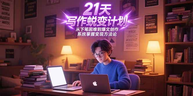 (15204期)21天写作蜕变计划,从下笔困难到爆文创作,系统掌握变现方法论-轻创社项目网