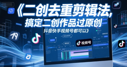 短视频二创去重剪辑法,搞定二创作品过原创,抖音快手视频号都可以-轻创社项目网
