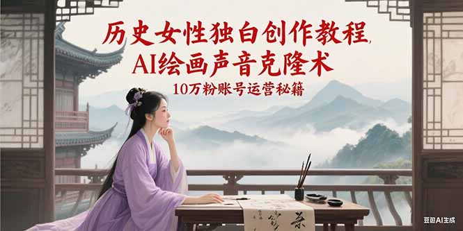 历史女性独白创作教程,AI绘画声音克隆术,10万粉账号运营秘籍-轻创社项目网