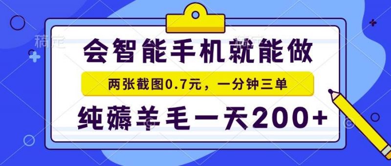 (15209期)2025年零撸手机项目 二十秒一单 纯薅羊毛 一天200+做就有-轻创社项目网