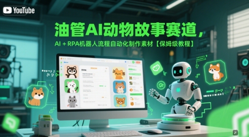 油管AI动物故事赛道,AI+RPA机器人流程自动化制作素材【保姆级教程】-轻创社项目网