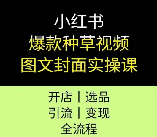小红书爆款种草视频图文封面实操课,开店、选品、引流、变现全流程-轻创社项目网