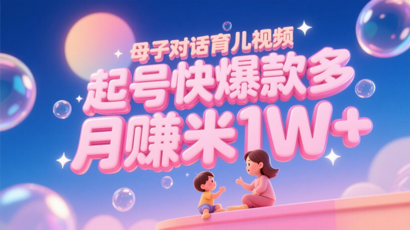 AI生成母子对话育儿类视频，起号快爆款多，小白宝妈轻松学，多渠道变现，月赚米1W+-轻创社项目网